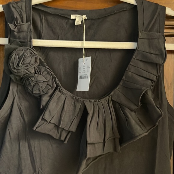 J Crew Black Cotton Rose Appliqué Neckline Tank, NWT, slight damage* - Picture 5 of 9